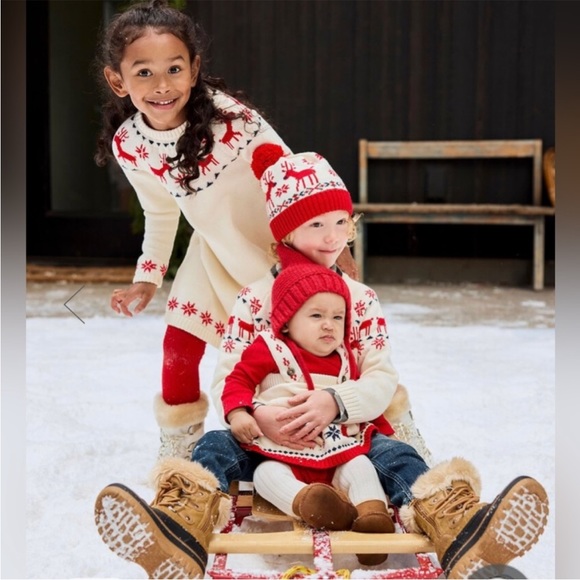 Hanna Andersson Holiday Sweater Dress Wool Cotton  Dress US 5 - Picture 4 of 12